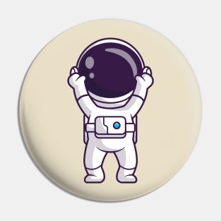 Cute Astronaut Raising Hand Cartoon Pin