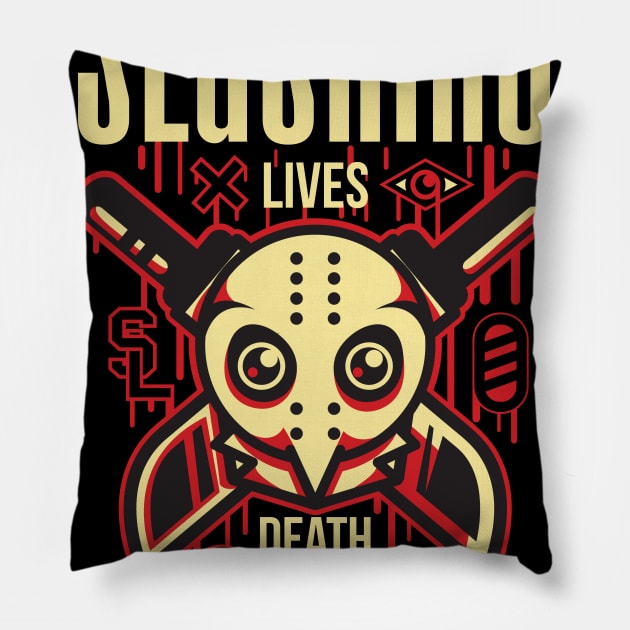 Slashing Lives Death Pillow by Pixel Poetry