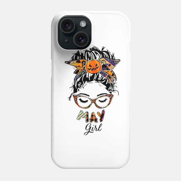 May Girl Halloween Face Wink Eyes Pumpkin Phone Case by tasmarashad