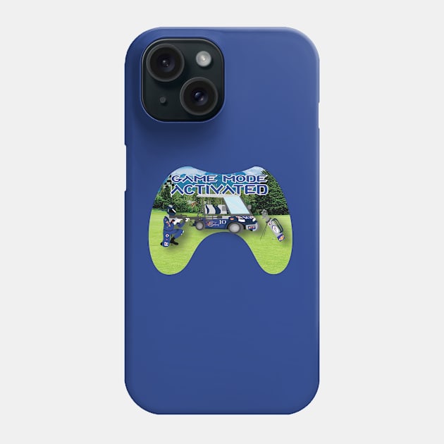 Game Mode Activated blue and silver on Golf Course Phone Case by Sublime Expressions