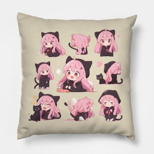 Cute Cat Girl Pillow