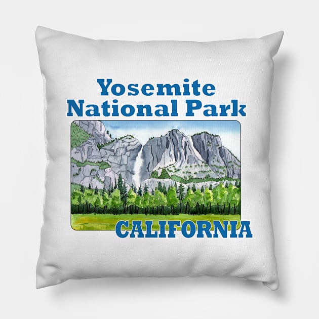 Yosemite Falls, Yosemite National Park Pillow by MMcBuck