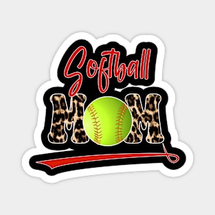 Softball Mom Leopard Sport Magnet