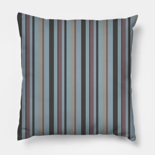 Thin Vertical Stripe Pattern in Blue and Brown Pillow