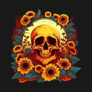 Skull with sunflower T-Shirt