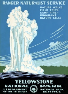 Vintage Travel Poster USA Yellowstone National Park Magnet