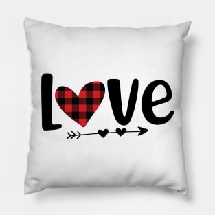 Love buffalo plaid heart valentine design Pillow