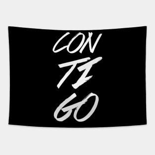 Contigo, minimalist, text based-typografy, spanish design. Tapestry