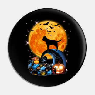 Border Terrier Dog Moon Cliff Pumpkin Halloween Pin