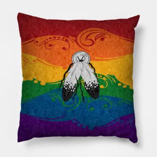 Fancy Swooped and Swirled Two-Spirited Pride Flag Background Pillow