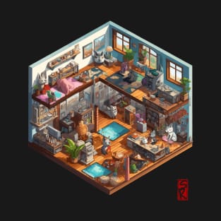 Isometric cat room T-Shirt