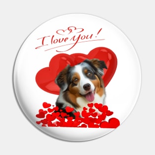 valentines day Loves Aussies Australian Shepherd Pin