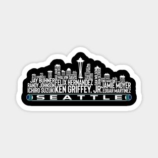 Seattle Baseball Team All Time Legends Seattle City Skyline Magnet