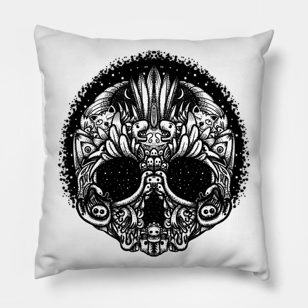 Skull doodle Pillow by fakeface