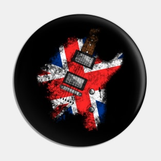 Electric Guitar UK Flag Guitarist Brit Rock Pin