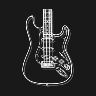 S-Style Electric Guitar Body Outline Dark Theme T-Shirt