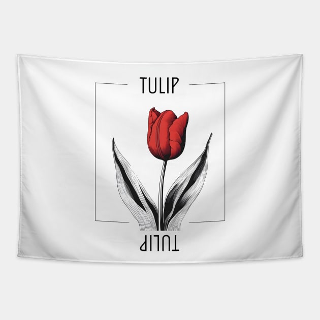 Red Tulip - minimal design Tapestry by craftydesigns