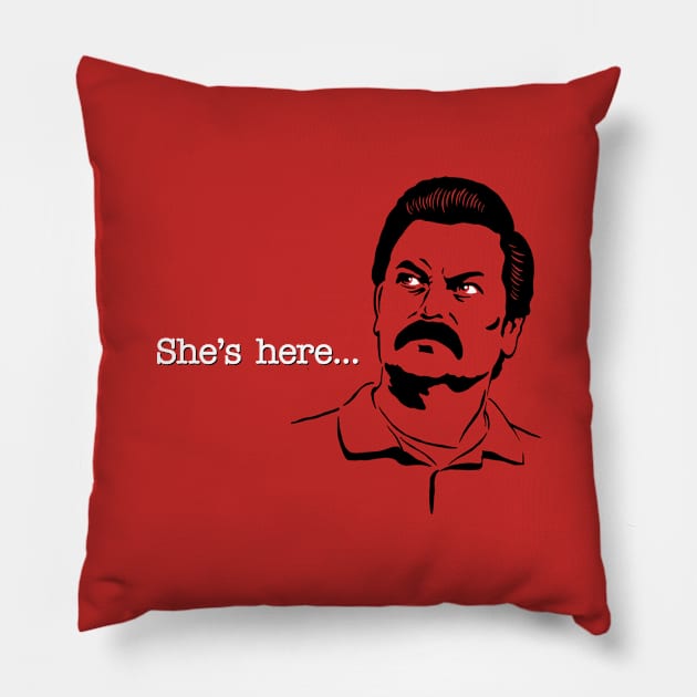 She's Here Pillow by DCLawrenceUK