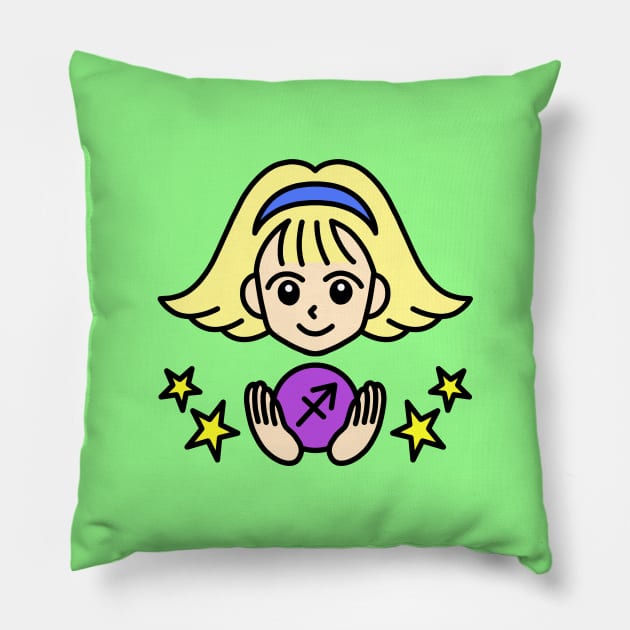 Sagittarius Zodiac Sign Pillow by Yukarina