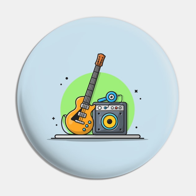 Guitar Electric with Sound Audio Speaker and Headphone Cartoon Vector Icon Illustration Pin by Catalyst Labs