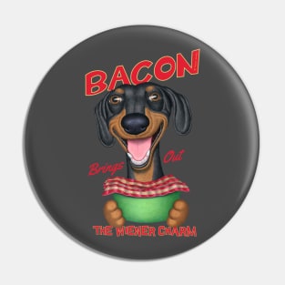 Dachshund Bacon Brings out the Wiener Charm Pin