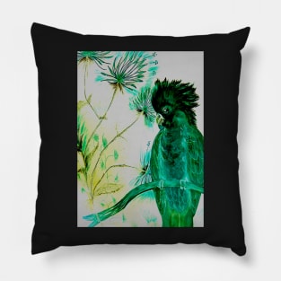 black green parrot cockatoo Pillow