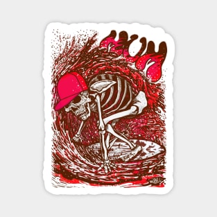 Surfer Skeleton by miskedesign Magnet