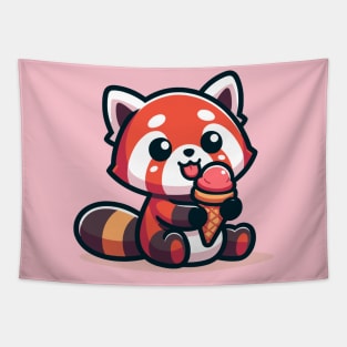 Sweet Treat Delight: Red Panda's Ice Cream Joy Tapestry