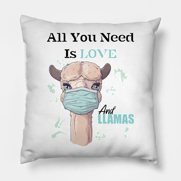 All You Need Is Love And Llamas Pillow by RajaGraphica
