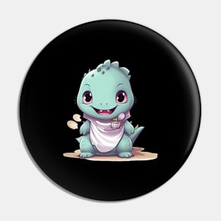 Baby Cute turquoise Godzilla Pin