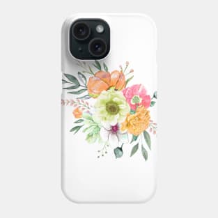 Anemone and gerbera Flower Bouquet Phone Case