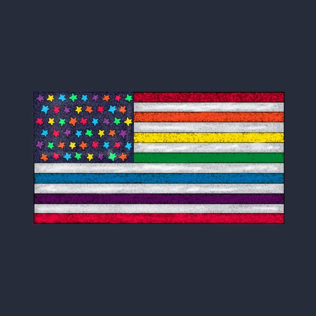 American Pride Flag with rainbow pride colors by StephJChild