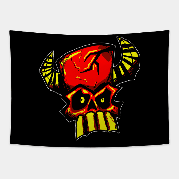 TIKI VOODOO SKULL Tapestry by FRYEMART