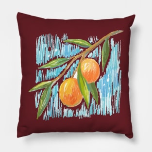 Orange Branch HAnd Drawn Pillow