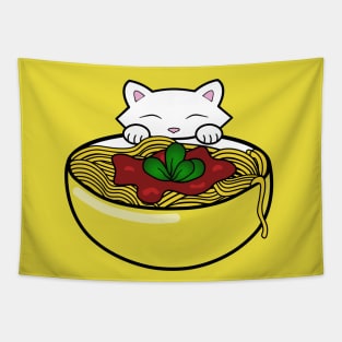 Cat eating spaghetti Tapestry