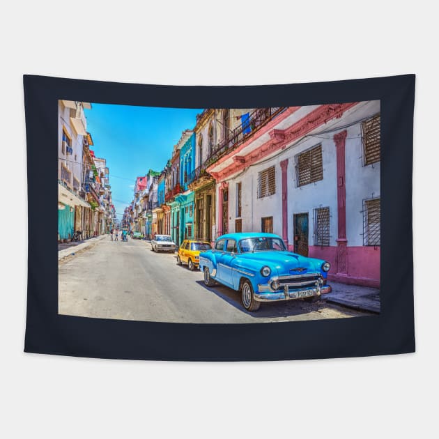 Colorful Cuba Street In Havana Tapestry by tommysphotos