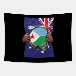 Djibouti Flag Australian Flag Ripped - Gift for Djiboutian From Djibouti Tapestry