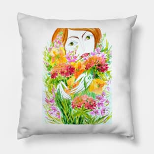 My Summer Watercolor Painting Pillow
