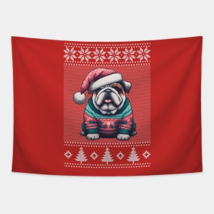 ugly christmas British bulldog sweater Tapestry