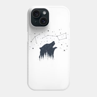 Inspirational Illustration With Bear, Stars And Forest In Double Exposure Style Phone Case