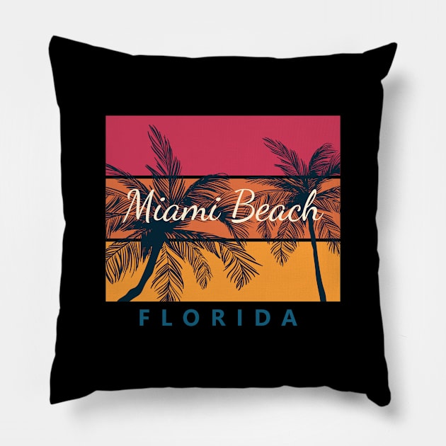 miami beach florida Pillow by hatem