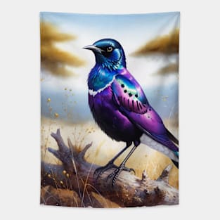 Colorful Violet-Backed Starling - Watercolor Bird Tapestry