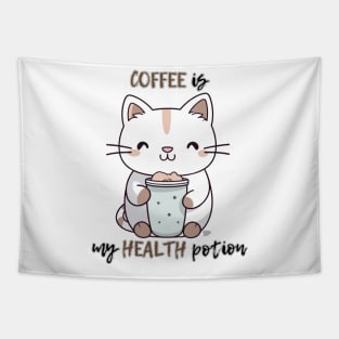 Cozy Cat with Coffee Cup Design Tapestry