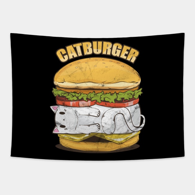 Cat Burger Vintage Look Tapestry by avshirtnation