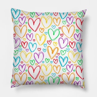 Rainbow Colorful Hearts Pattern Pillow