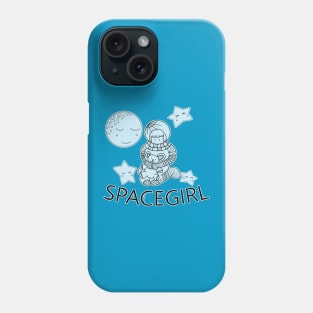 Space Girl Astronaut Holding Teddy Bear Phone Case