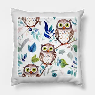 Watercolor owl pattern Pillow