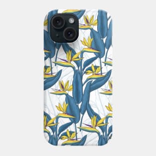 Bird of paradise flowers on white Phone Case