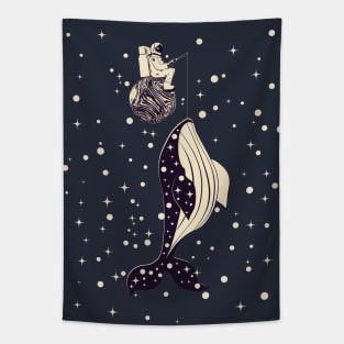 Spaceman catches whale Tapestry