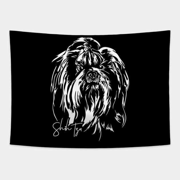 Shih Tzu dog lover portrait Tapestry by wilsigns